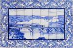 Linha do Vouga Dieser Azulejo aus Sernada do Vouga zeigt einen Zug auf der Vouga-Br�cke bei Sernada (12. Mai 2009).