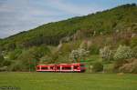 br-650-regioshuttle-db Brenzbahn-Fr�hling 2009 - Zwei 650er sind am Nachmittag des 26.04.09 als RE 22543 von Aalen nach Ulm Hbf unterwegs in fahren in K�rze in den Oberkochener Bahnhof ein.