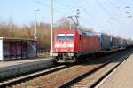 burgkemnitz Nun kann auch 185 339 mit ihrem LKW-Walter ihre Fahrt Richtung Halle(S) fortsetzen. Fotografiert am 31.03.09 in Burgkemnitz.