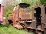 Interessantes Farbenspiel an einer kleinen Diesellok. Aufgenommen im Bayerischen Eisenbahnmuseum ...