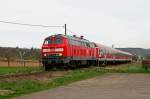 Kurz vor Brucken �berquert die Ulmer 218 431 am 8. ...