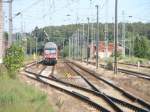 Hier ein RE7, abgestellt am 13.6.2009 in Bad Belzig.  ...