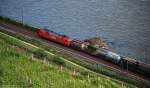 Hauptbahnromantik (Mittelrheintal). An der Costa Rhenania entlang f�hrt 145 04x ...