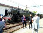 141 TD Auch die Herren mussten sich f�r die Fahrt hinter der 141 TD 740 altert�mlich kleiden. Pauillac, 6.Juni 2009.