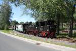 99 1574-5 bei der Ausfahrt aus dem Verladebahnhof Glossen, am ...