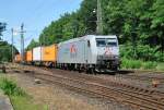 185 538 TXL mit Containerzug am 17.6.2009 in Eystrup  ...