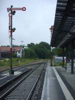 Der Blick aus dem Bahnhof Landsberg am Lech in Richtung ...