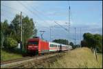 BR 101 mit Zugen 101 001 mit dem abendlichen InterCity aus Richtung Hamburg �ber Rostock nach Binz.Aufgenommen am 20.06.09 in Sildemow.