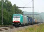 Montzenlinie Aachen-Montzen-Vise Cobra-Lok 2837 kommt von Aachen-West und hat soeben den Viadukt bei Remersdael �berquert. An dieser Stelle ein Gruss an den freundlichen TF. Aufgenommen am 28/06/2009.