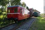 Ein VT Beiwagen stand auch am 10.06.09 im Bahnhof Krimov. ...