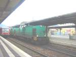 Hier f�hrt eine Diesellok der BASF durch Neustadt.  ...