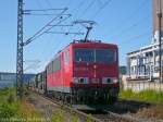 155 036-7 zieht am 05.07.2009 einen von mindestens sechs Milit�rtransporten, ...