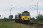 br-266-class-66---jt42cwr Eine Diesellok der FPL wird gleich in den Bahnhof von L�bbenau/Spreewald durchfahren. 20.06.2009