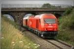 br-2016 Die beiden Herkules 2016 062 & 046 fahren mit dem G�terzug 56550 von Frantschach nach Zeltweg.
Fisching 06.07.2009
