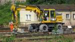 Zweiwegefahrzeuge Gleisarbeiten am G�terbahnhof W�rzburg. Traumjob - immer Sonntags oder in der Nacht, denn sonnst rollen hier die G�terz�ge.