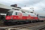 1x16-werbeloks 1116 087 'EM-Lok Polen'  am 27.6.2009 mit IC 2082 in Hannover Hbf
