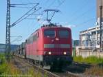BR 151 151 044-5 zieht einen von mindestens sechs Milis, die am 05.07.2009 �ber die Saalbahn fuhren, kurz hinter Rudolstadt-Schwarza in Richtung Saalfeld (Saale).