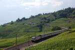 re-460-werbeloks Re 460 mit IC 2000 am 29.06.2009 kurz nach Grandvaux