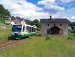 Vogtlandbahn VT38 als VBG83116 in Zwota, 7.7.09. Der RegioSprinter hatte im Fahrzeugregister �brigens mal die BR 650!