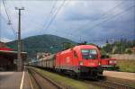 br-1116-vor-guterzugen Kohleganzzug 49030 mit 1116.123 als Zugtfz am 6. Juli 2009 im Bf. Kapfenberg FR Norden.
