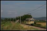 Triebwagen 71 vor der M�llerschen Gutsrampte nahe Heddesheim, 4. Juli ...