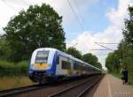 Steuerwagenzuge NOB NOB 80513 Westerland/Sylt - Hamburg-Altona durchf�hrt am 6.07.09 den kleinen Ort Prisdorf Richtung Zielbahnhof Hamburg-Altona.