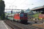Re 4/4 11155 mit Voralpenexpress am 01.07.2009 in Samstagern  ...