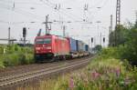 185 267-2 mit einem KLV am 1.7.2009 durch Nordstemmen  ...