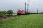 185 584-0 zieht am 9.7.09 einen G�terzug von Sch�belbach Richtung ...