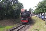 Mecklenburgische Baderbahn Molli 99 2322 bei der Ausfahrt in K�hlungsborn West am 11.07.09