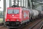 HGK Hafen - Und Guterverkehr Koln Die 185 587-3 der HGK �berquert die S�dbr�cke in K�ln mit einem gemischten G�terzug am 08.07.2009
