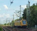 BR 711 711 120-6 rollt am 6.07.09 durch Hamburg-Harburg Richtung Maschen. Kurze Zeit sp�ter kam er �ber die Westgleise zur�ck Richtung Norden gerollt.