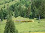 WAB - Wengernalpbahn Ein Zug der Wengernalpbahn ist beim Aufstieg auf die Kleine Scheidegg zwischen Wengen und Allmend unterwegs. (9.7.09)