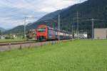 S-Bahn Zurich Re 450 091-4 f�hrt am 9.7.09 von Sch�belbach Richtung Siebnen.