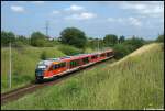 Doppeltraktion des Desastro am 15.04.09 aus Rostock Hbf �ber R�vershagen ...