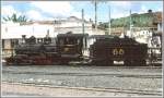 Schmalspurdampf Seitenansicht der bald 100j�hrigen Baldwin Lok 68 in Antonio Carlos. (Archiv 03/1979)
