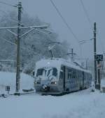 MVR Transports Montreux-Vevey-Riviera Auf den 17. Dez. 2008 schneite es w�hrend der Nacht in Blonay  ziemlich heftig und so guckte 'Train des Etoiles' ein bisschen verschnupft in den Morgen...