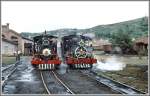 Vorbildlich unterhaltene Streckenlokomotiven 62 und 43 im Bahnbetriebswerk Sao Joao ...