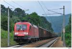 Railion 182.022 kam mit diesem G�terzug am 27.6.2009 durch Tullnerbach-Pressbaum. ...