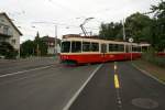 Be 4/4 56 f�hrt am 12.7.09 als Tramersatzzug aus der ...