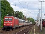 bonn 101 085 mit dem EC7 als Umleiter im Bahnhof Bonn-Beuel 19.7.2009