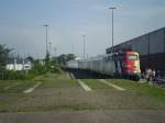 br-110-bugelfalte ... und nochmal 110 329 mit ihrem Science-Express im Freiburger G�terbahnhof. 21.7.09 