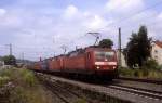 BR 120 120 115 + 110 +  151 + 102 + 131 + 148 + 143 + 115 350  mit Schadwagenzug in Uhingen  04.07.09  