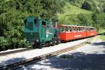 BRB Brienz Rothornbahn H 2/3 15 verl�sst am 20.7.09 die Mittelstation Planalp in Richtung Brienzer Rothorn.


