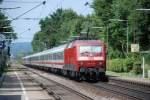 BR 120 Ein InterCity mit zwei 120er im Sandwich-Betrieb. Die 120 152-4 zieht und Ihre Schwester die 120 146-6 schiebt.