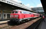 DB 218 481-0 vor Regionalbahn am 13.7.2009 in Heidelberg Hbf. ...