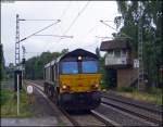 Class 66 Lz bei der Durchfahrt von Erkelenz Richtung M�nchengladbach ...