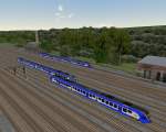 ProTrain 14 Tags�ber nicht viel los in Treysa. Zu sehen sind drei FLIRT's von Cantus. Hinten 429 002/502, mitte 429 005/505 und ganz vorn der 427 051/553 von Cantus.