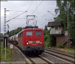 BR 140 mit Zugen 140 013 mit KeWa Richtung Gladbach bei der Durchfahrt von Erkelenz 23.7.2009