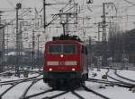 Die 111 183 am 20.02.2009 bei einer Rangierfahrt im N�rnberger ...